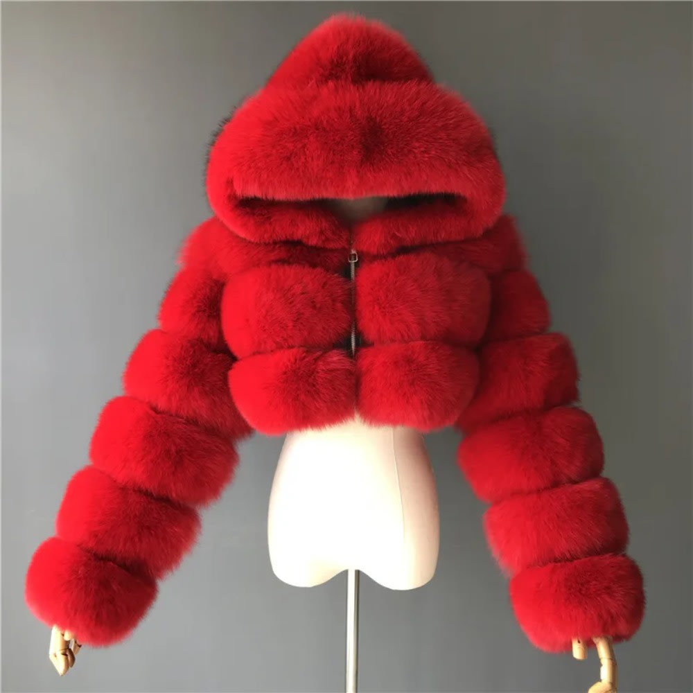 2021 High Quality Faux Fox Fur Coat for Women Slim Fit Jacket